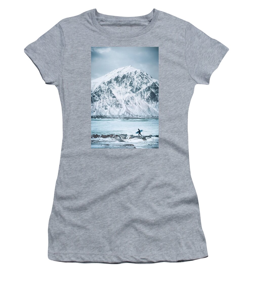 Kremsdorf Women's T-Shirt featuring the photograph To Ride The Arctic Waves by Evelina Kremsdorf