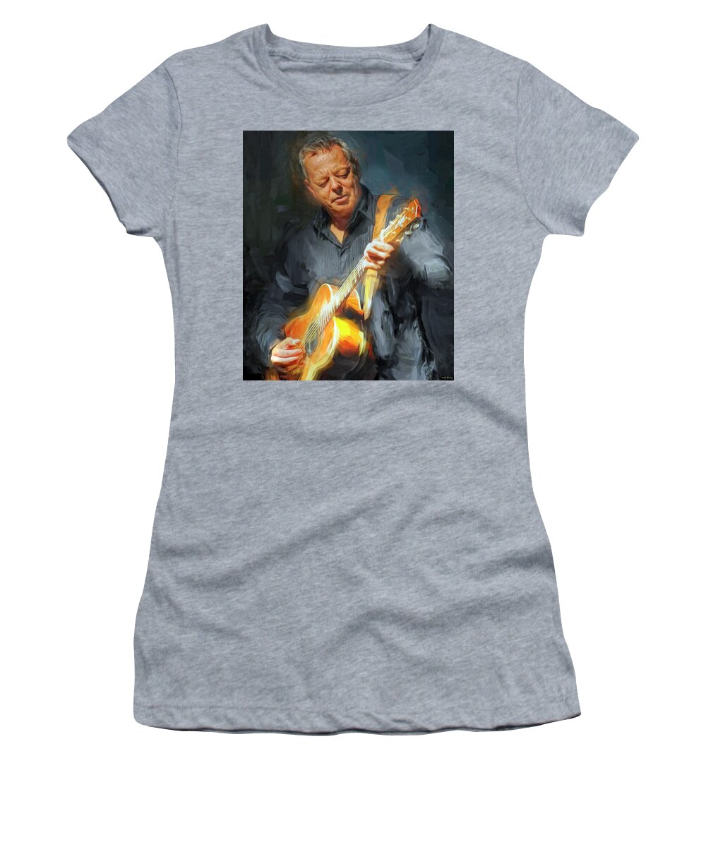 Tommy Emmanuel Women's T-Shirt featuring the mixed media Tommy Emmanuel by Mal Bray