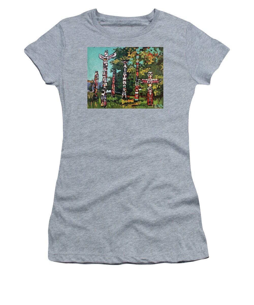  Women's T-Shirt featuring the painting Totems by Jayne Morgan