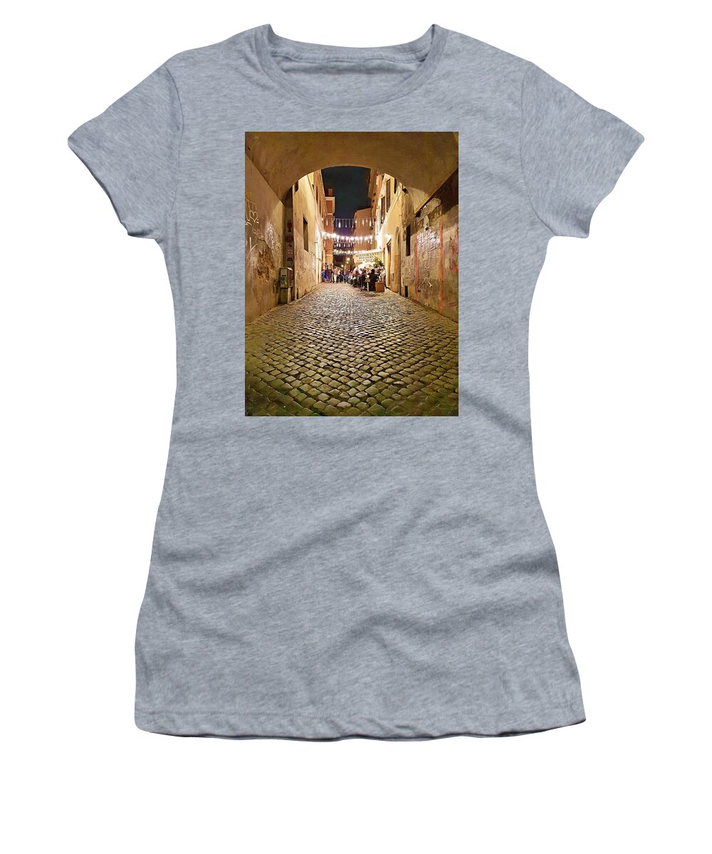 City Women's T-Shirt featuring the photograph Trastevere Tunnel Street by Andrea Whitaker