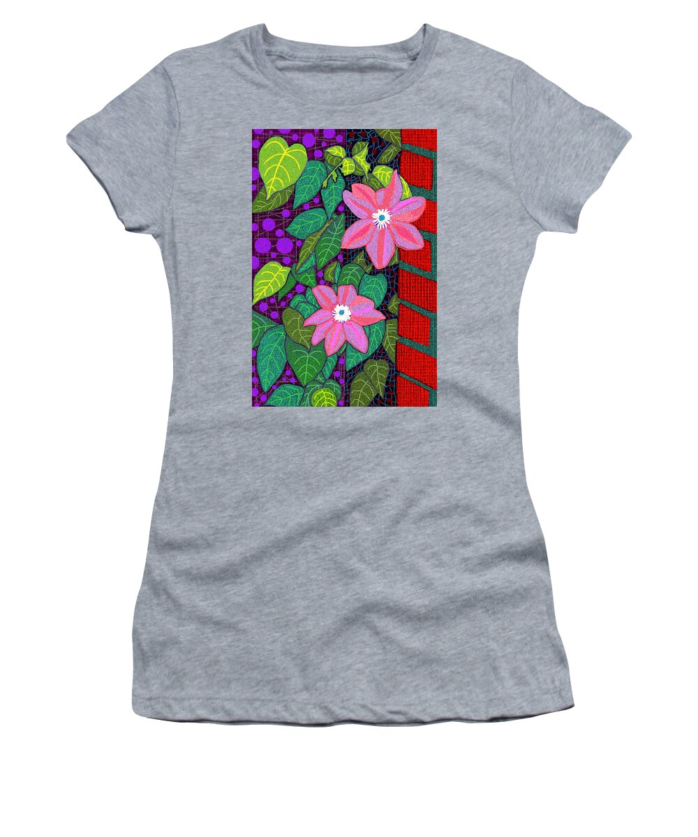 Smokey Mountains Women's T-Shirt featuring the digital art Trellis Blooms by Rod Whyte