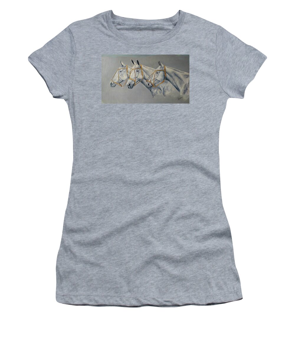 Polo Women's T-Shirt featuring the painting Tres Cabezas by Carlos Jose Barbieri
