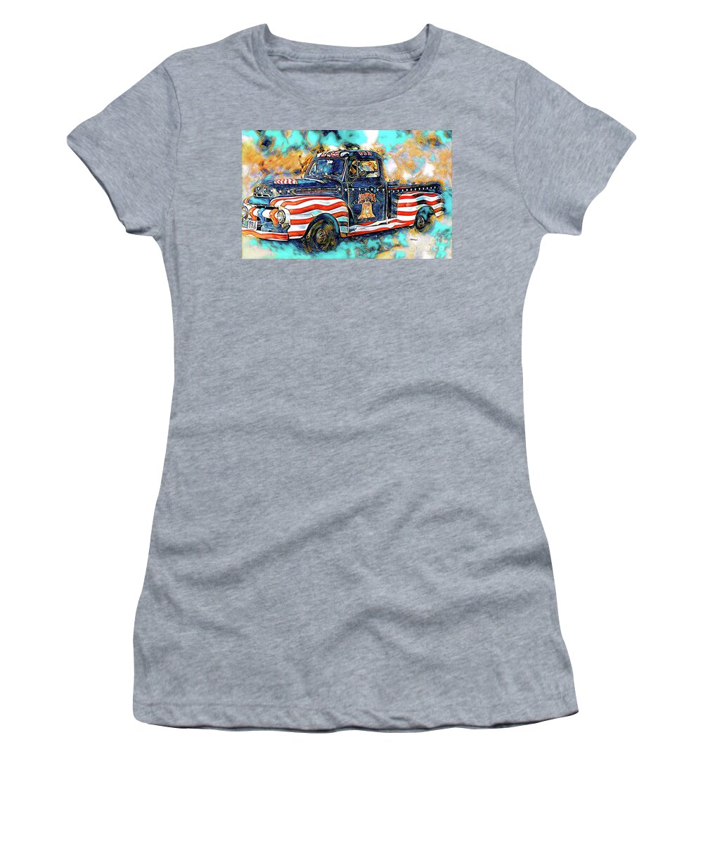 Trucks Women's T-Shirt featuring the mixed media Trucking USA 2 by DB Hayes