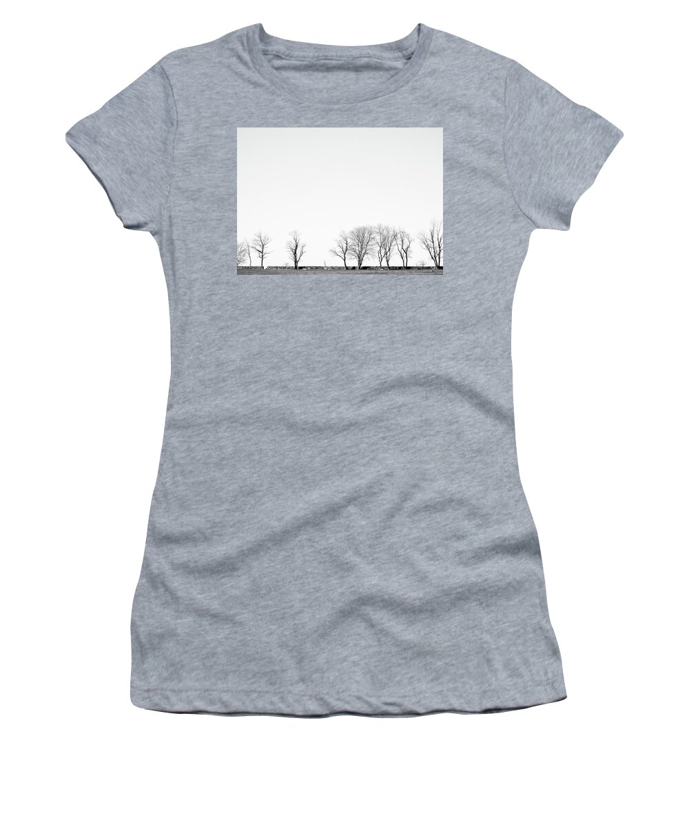 Trees Women's T-Shirt featuring the photograph Under a Winter Sky by Nancy De Flon