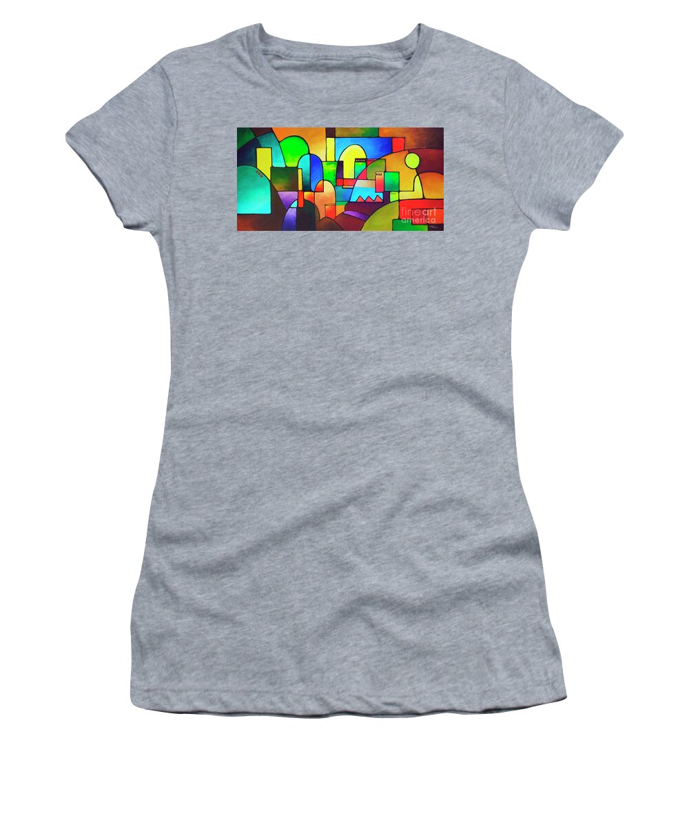 City Women's T-Shirt featuring the painting Urbanity 2 by Sally Trace