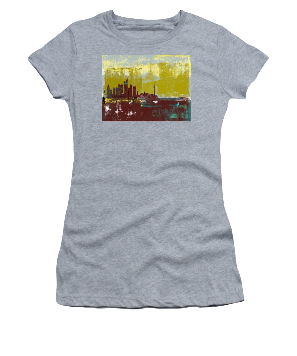 Venice Women's T-Shirt featuring the mixed media Venice Abstract Skyline II by Naxart Studio