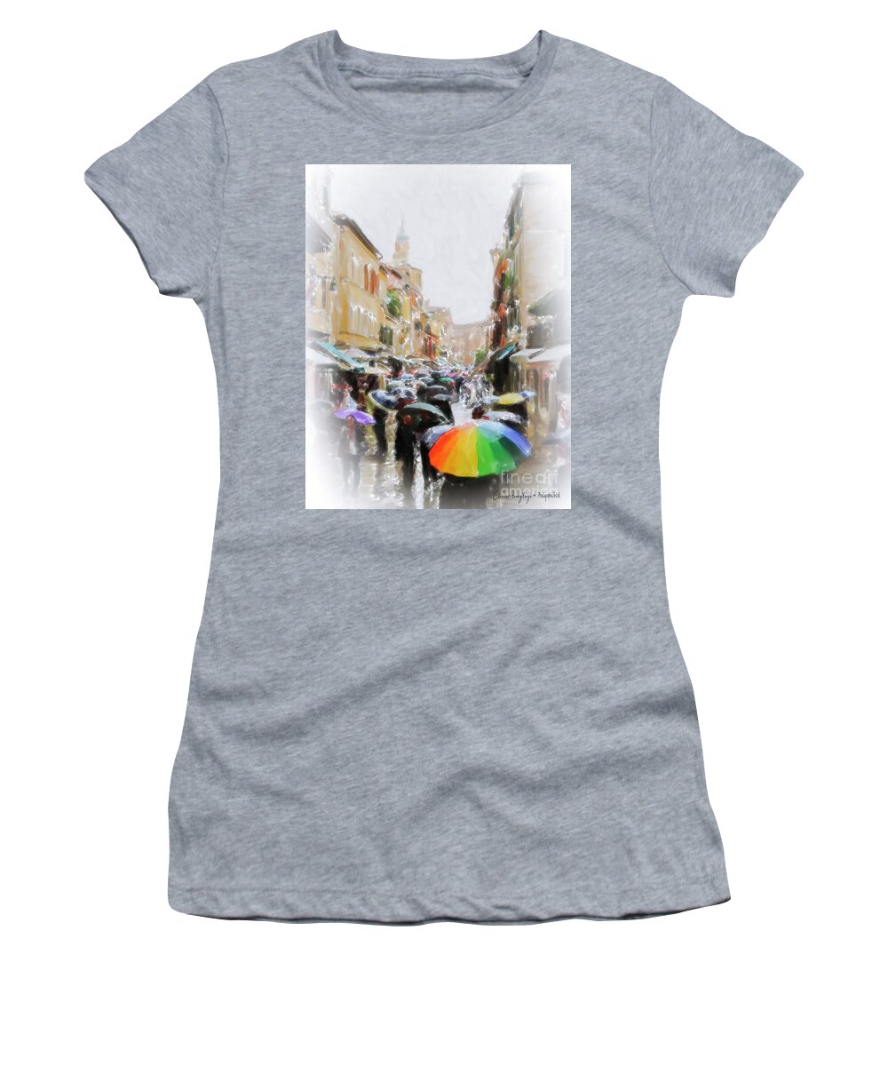 Paintograph Women's T-Shirt featuring the painting Venice in the Rain by Chris Armytage