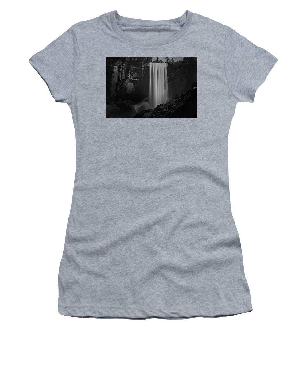 Black And White Women's T-Shirt featuring the photograph Vernal Falls, Yosemite National Park, California by Julieta Belmont