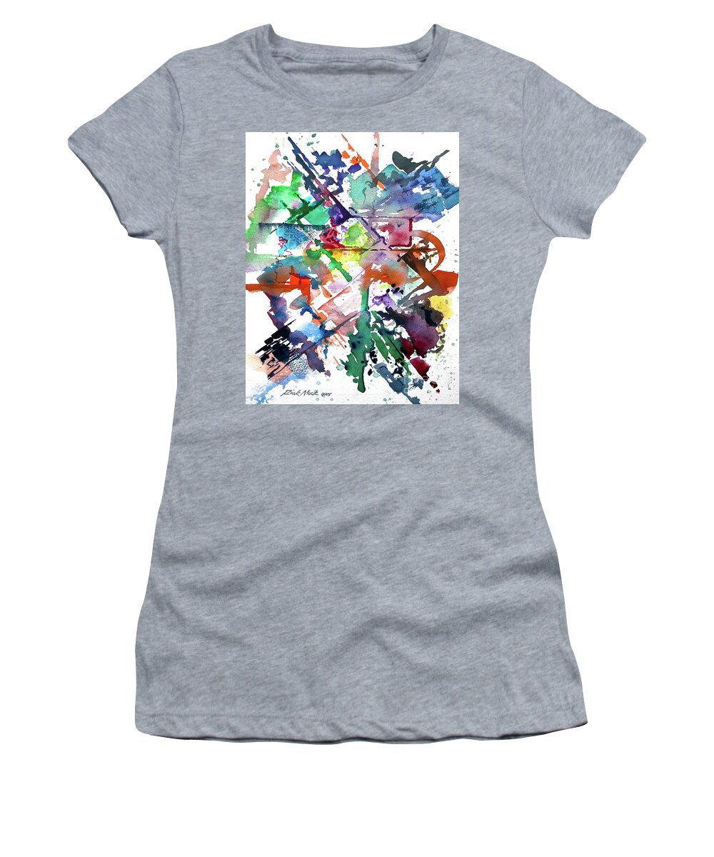 Abstract Women's T-Shirt featuring the painting Vibrant Abstract Brushstrokes by Rick Mock