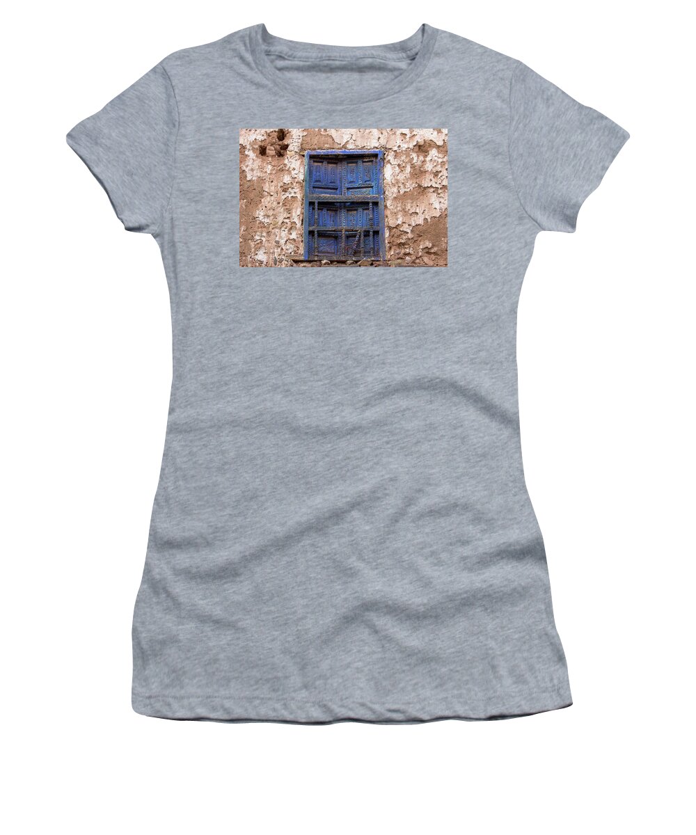 Shutters Women's T-Shirt featuring the photograph Vintage Blue Shutters by Amy Sorvillo