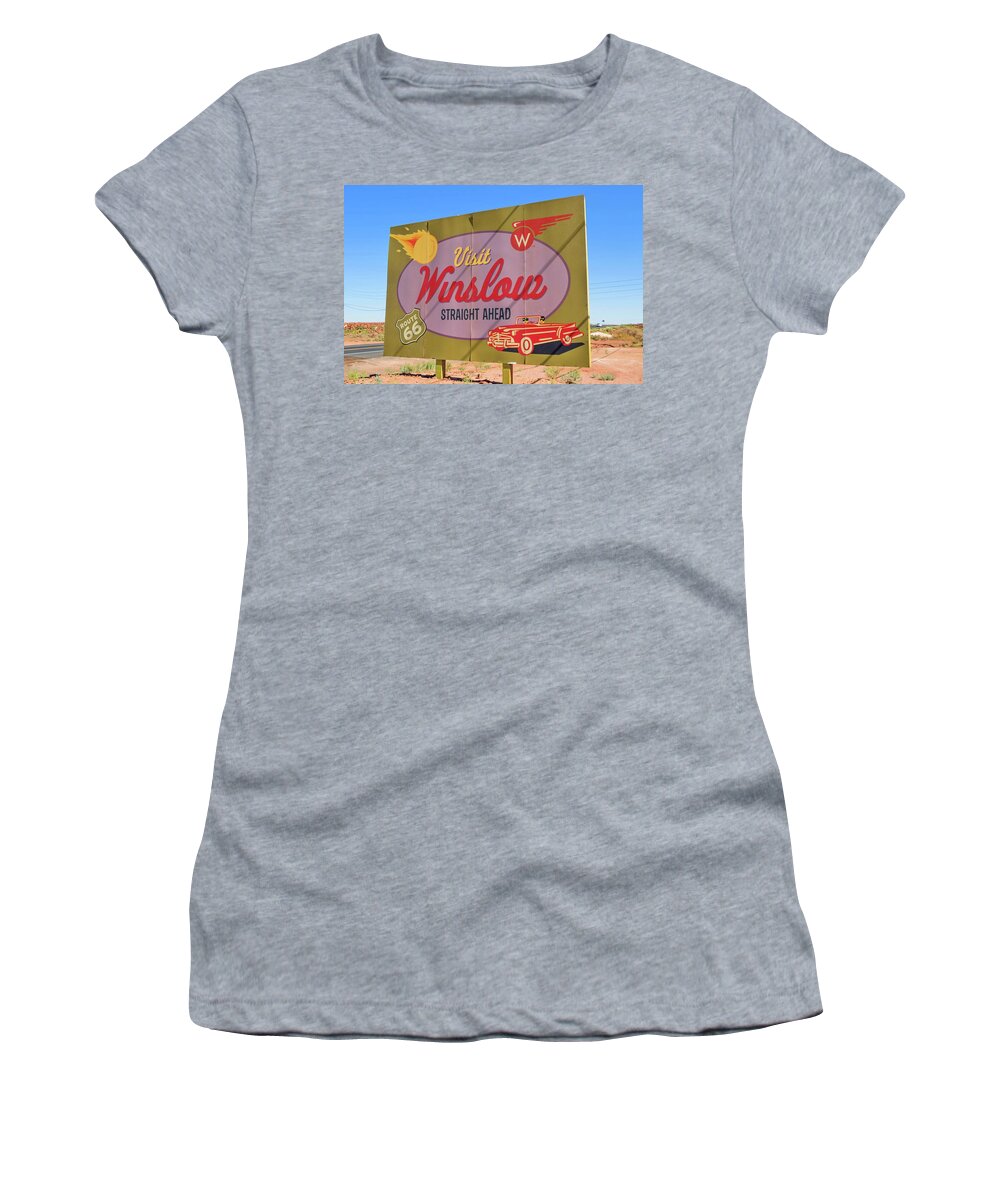 Winslow Women's T-Shirt featuring the photograph Visit Winslow by Marisa Geraghty Photography