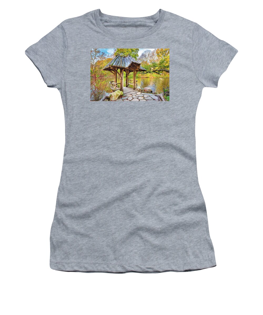 Estock Women's T-Shirt featuring the digital art Wagner Cove In Central Park, Nyc by Claudia Uripos