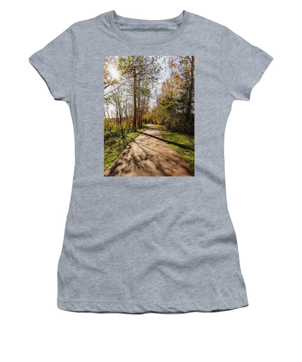 Landscapes Women's T-Shirt featuring the photograph Walking In The Shadows by Claude Dalley
