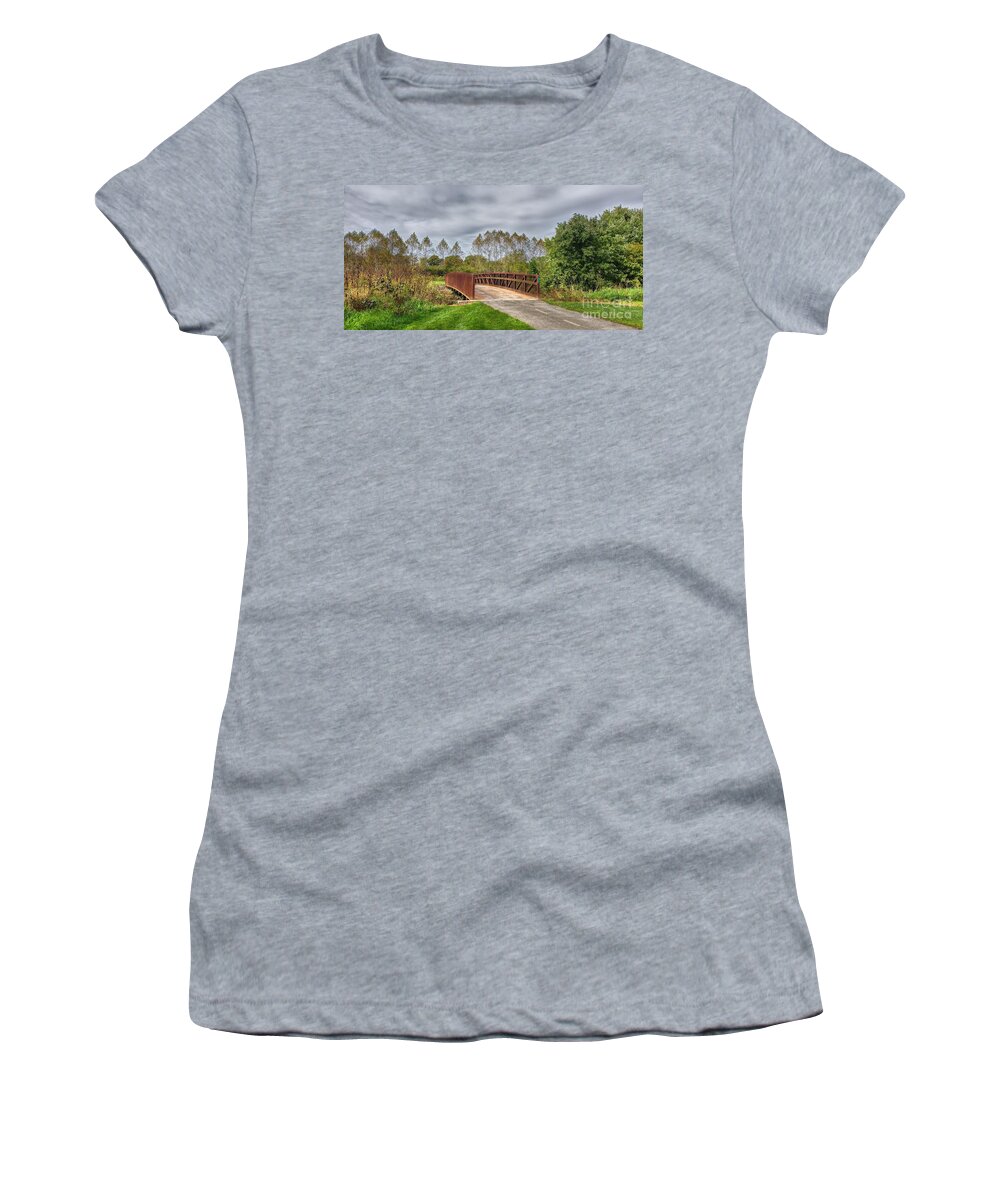 Nature Women's T-Shirt featuring the photograph Walnut Woods Bridge - 3 by Jeremy Lankford