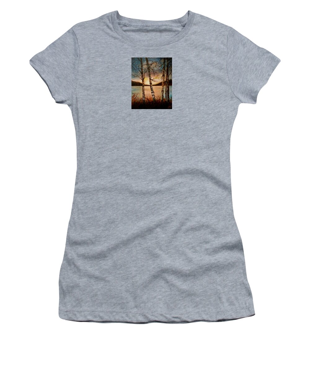 Seascape Women's T-Shirt featuring the painting Warm Fall Day by Sher Nasser