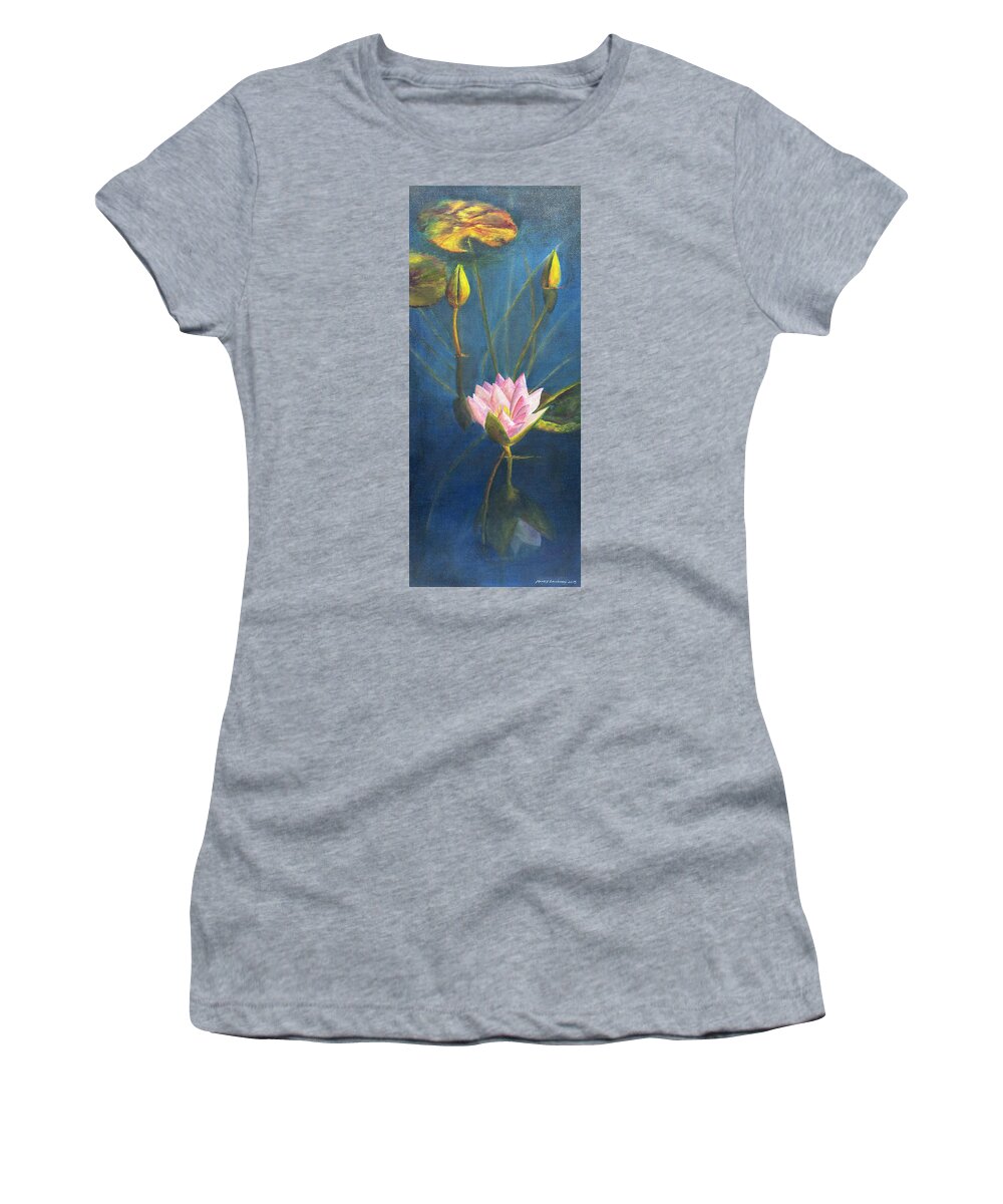 Flower Women's T-Shirt featuring the painting Water Lily by Nancy Strahinic
