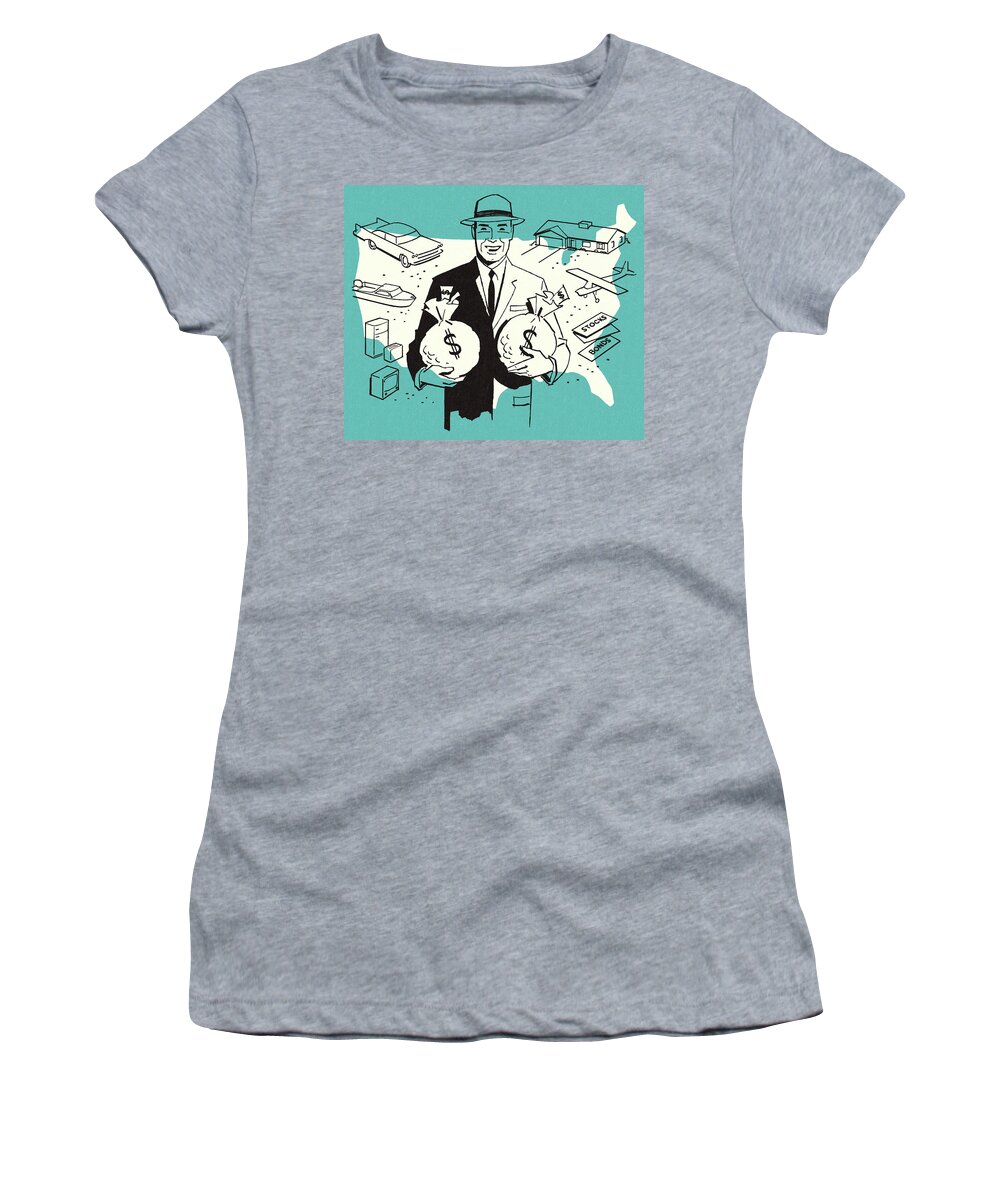 Activity Women's T-Shirt featuring the drawing Wealthy Man by CSA Images