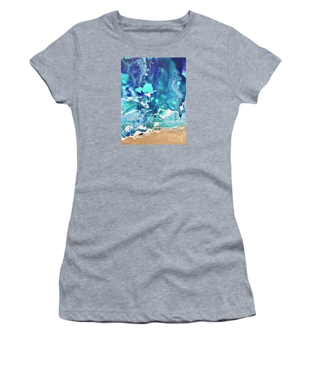 Ocean Women's T-Shirt featuring the painting Well kept memories by Monica Elena