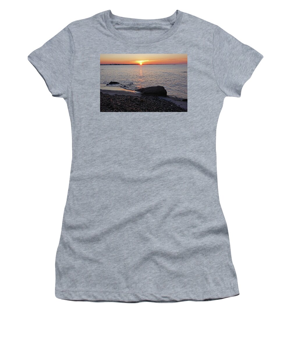Westport Women's T-Shirt featuring the photograph Westport City Beach Sunrise Westport MA Golden Sunrise by Toby McGuire