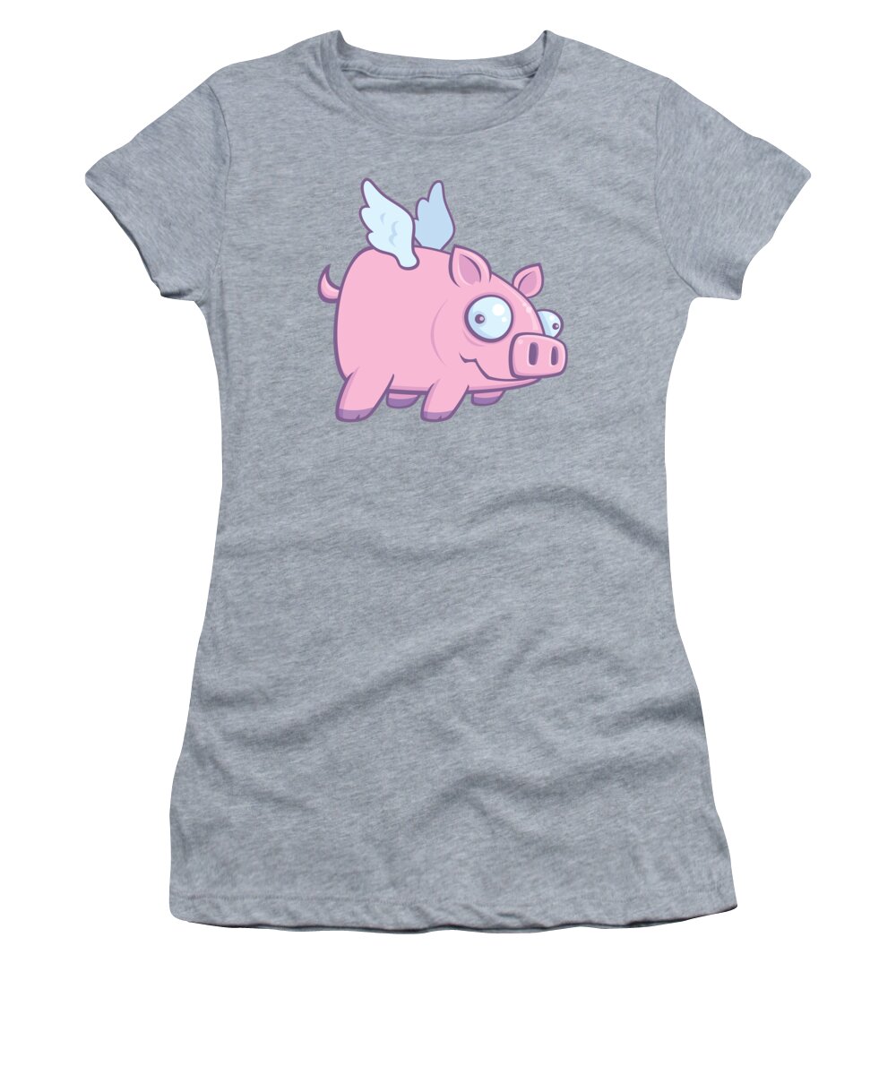 Animal Women's T-Shirt featuring the digital art When Pigs Fly by John Schwegel