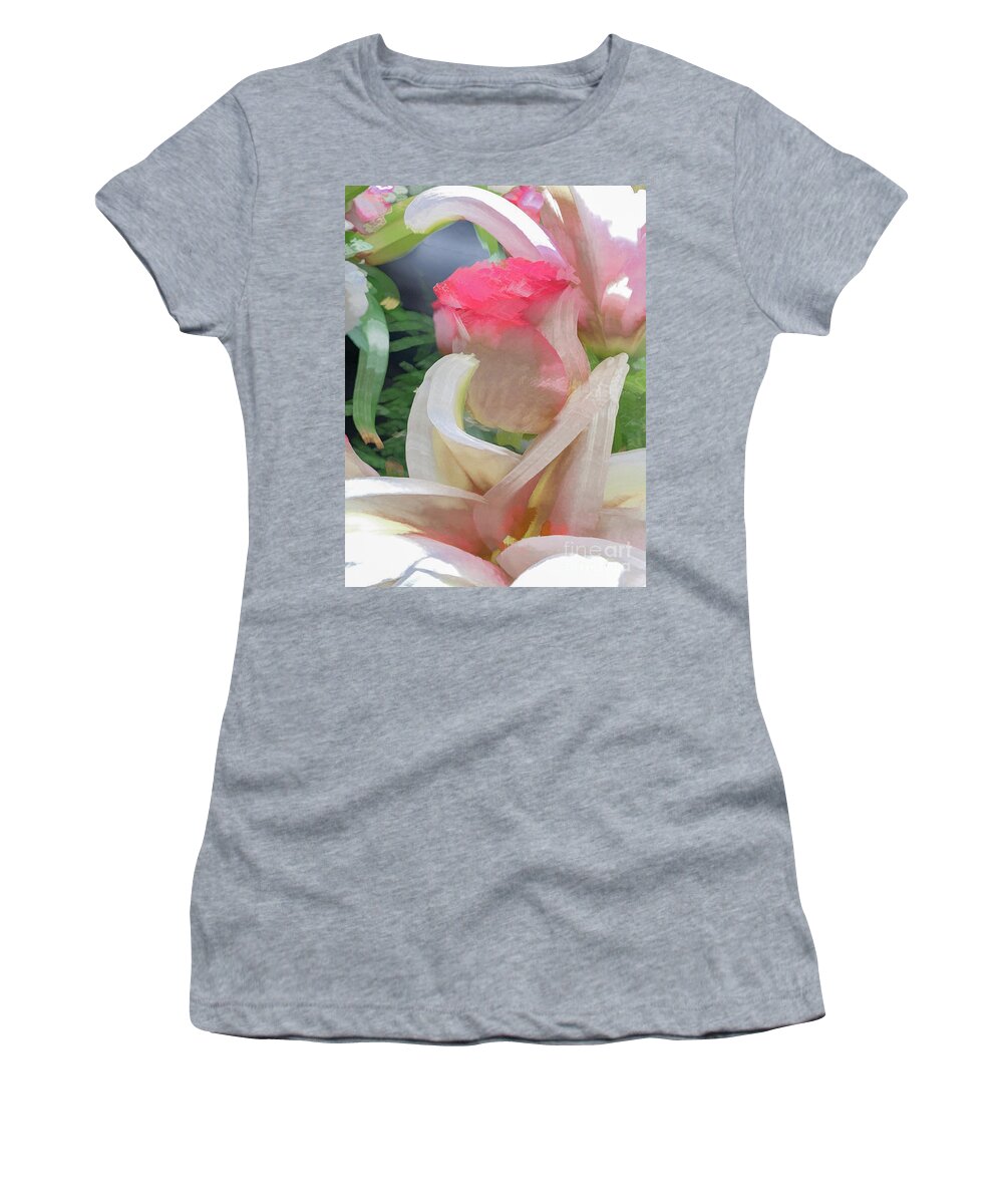 Abstract Women's T-Shirt featuring the photograph White Rose Petal Abstract by Phillip Rubino