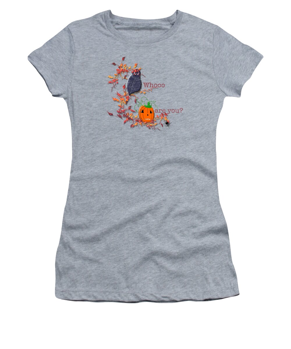 Holiday Women's T-Shirt featuring the mixed media Whooo are you? by Belinda Landtroop