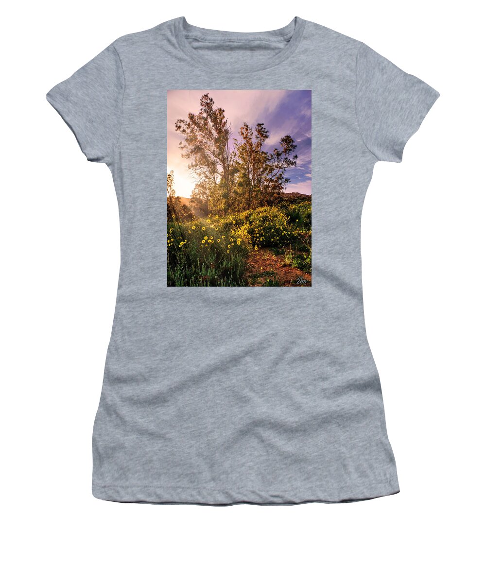 Chatsworth Women's T-Shirt featuring the photograph Wildflower Sunset by Endre Balogh