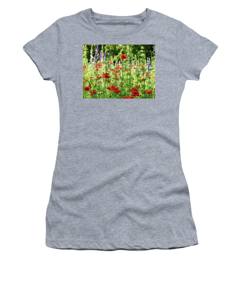 Wildflower On The Off-ramp Women's T-Shirt featuring the photograph Wildflowers On The Off-Ramp by Kathy Ozzard Chism