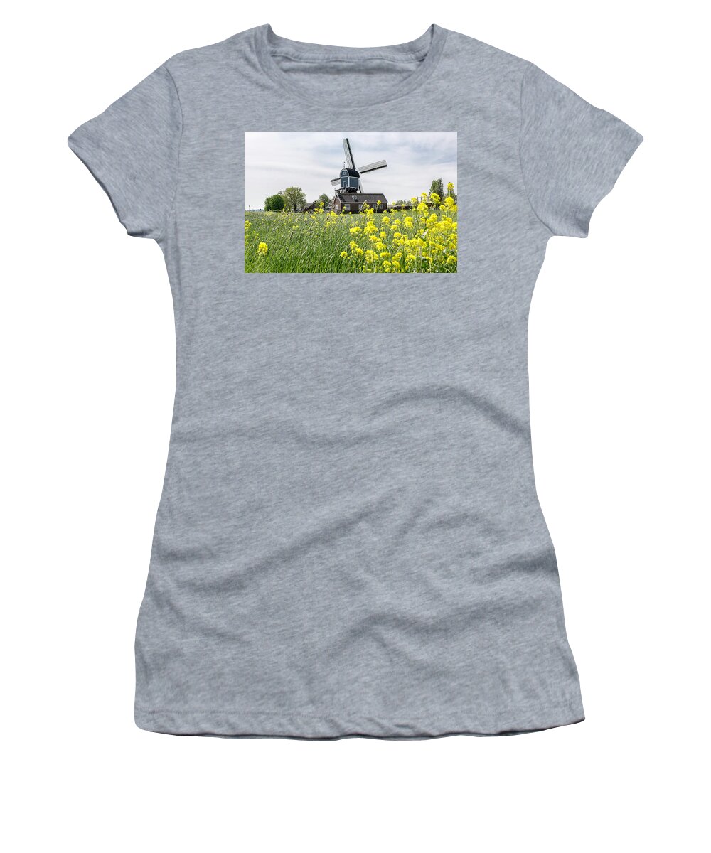 Holland Women's T-Shirt featuring the photograph Windmill in the field by Wolfgang Stocker
