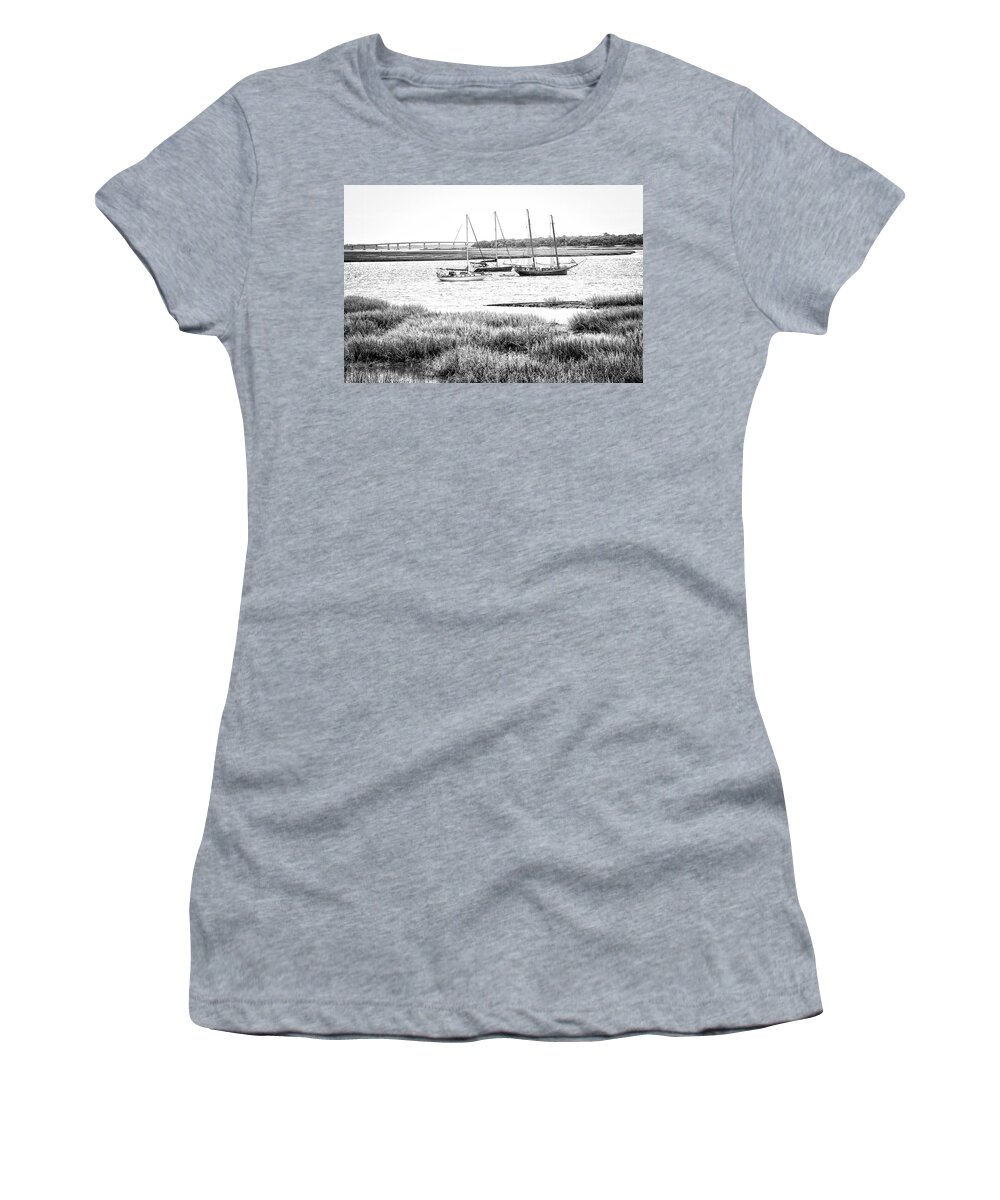 Mooring Women's T-Shirt featuring the photograph Winter Mooring - Beaufort River by Scott Hansen