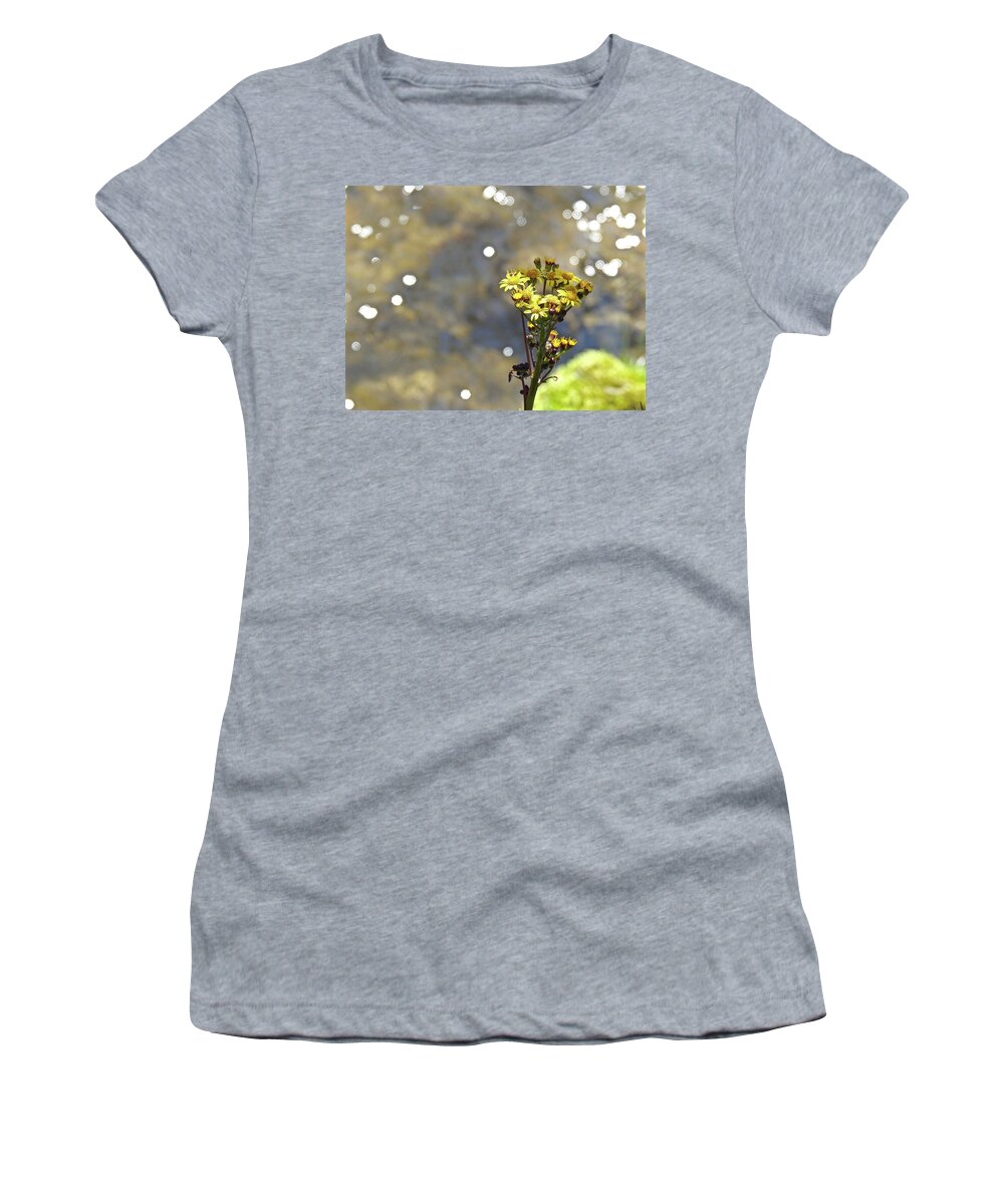 Yellow Women's T-Shirt featuring the photograph Wonderful Weeds By The Water by Kathy Chism
