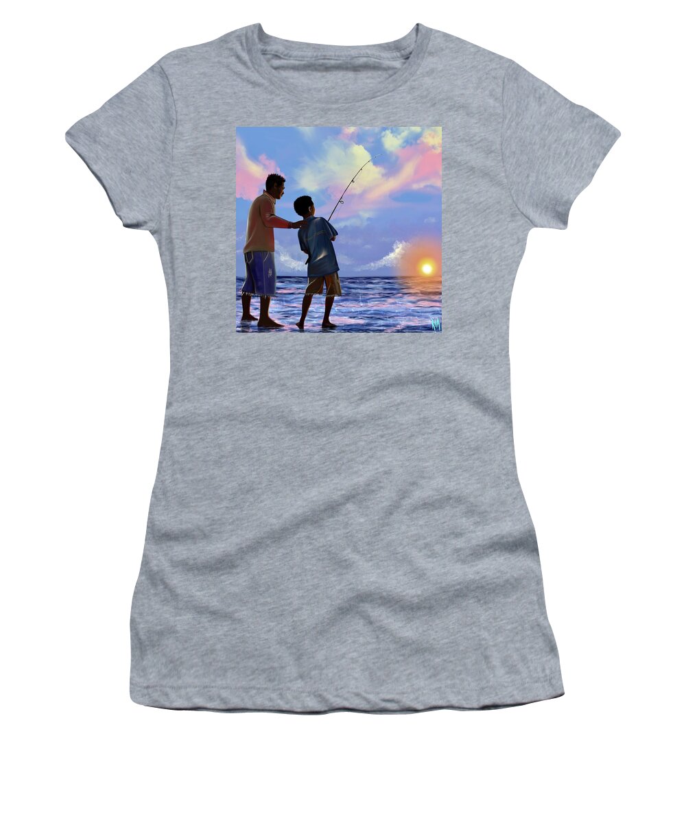 Fishing Women's T-Shirt featuring the digital art You make Him proud by Artist RiA