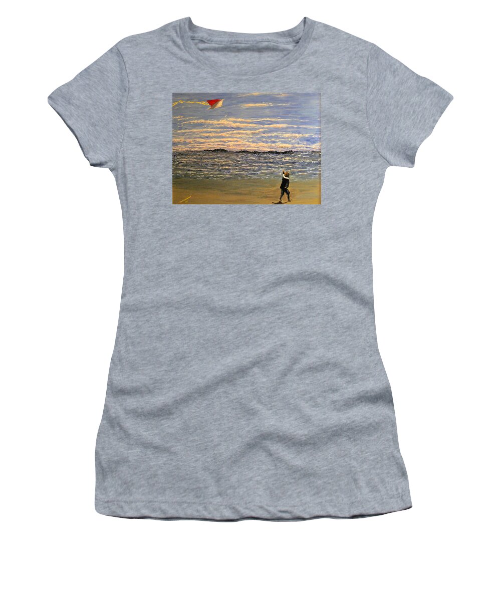 Seascape Women's T-Shirt featuring the painting Go Fly a Kite by Ian MacDonald