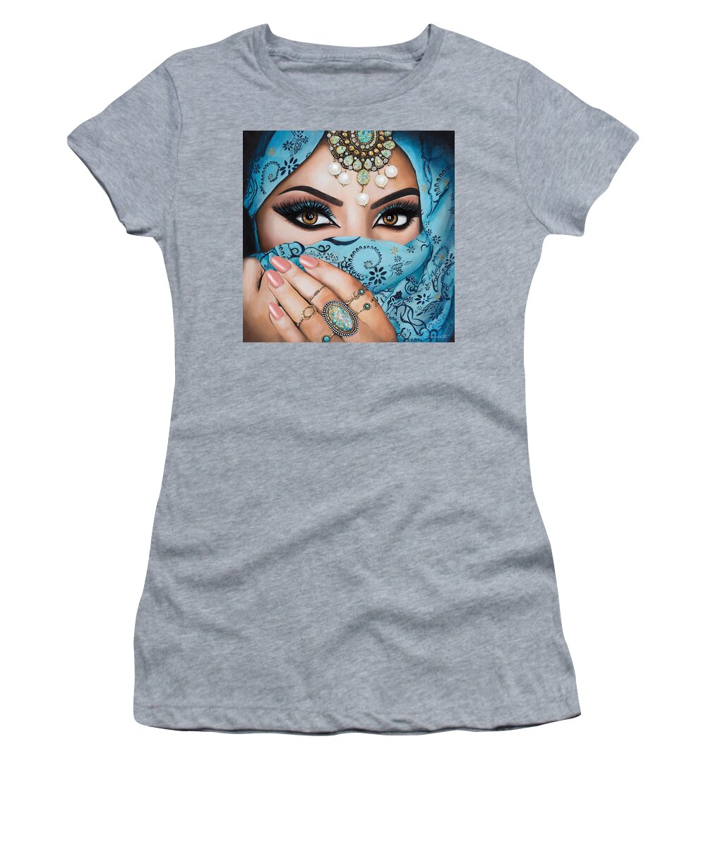 Areej Women's T-Shirt featuring the painting Areej #1 by Rachel Emmett