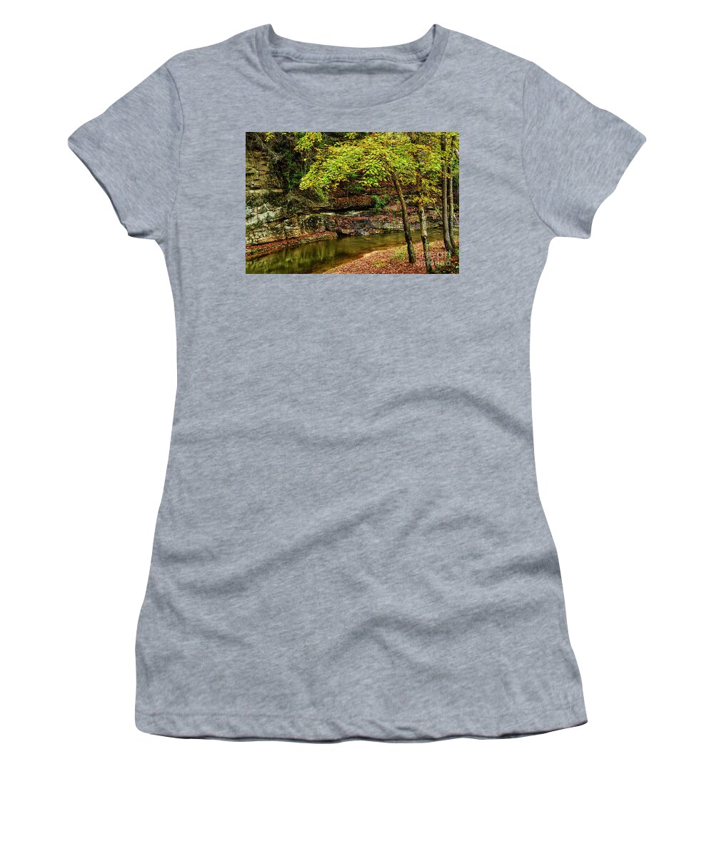 Strange Creek Women's T-Shirt featuring the photograph Autumn on Strange Creek #1 by Thomas R Fletcher