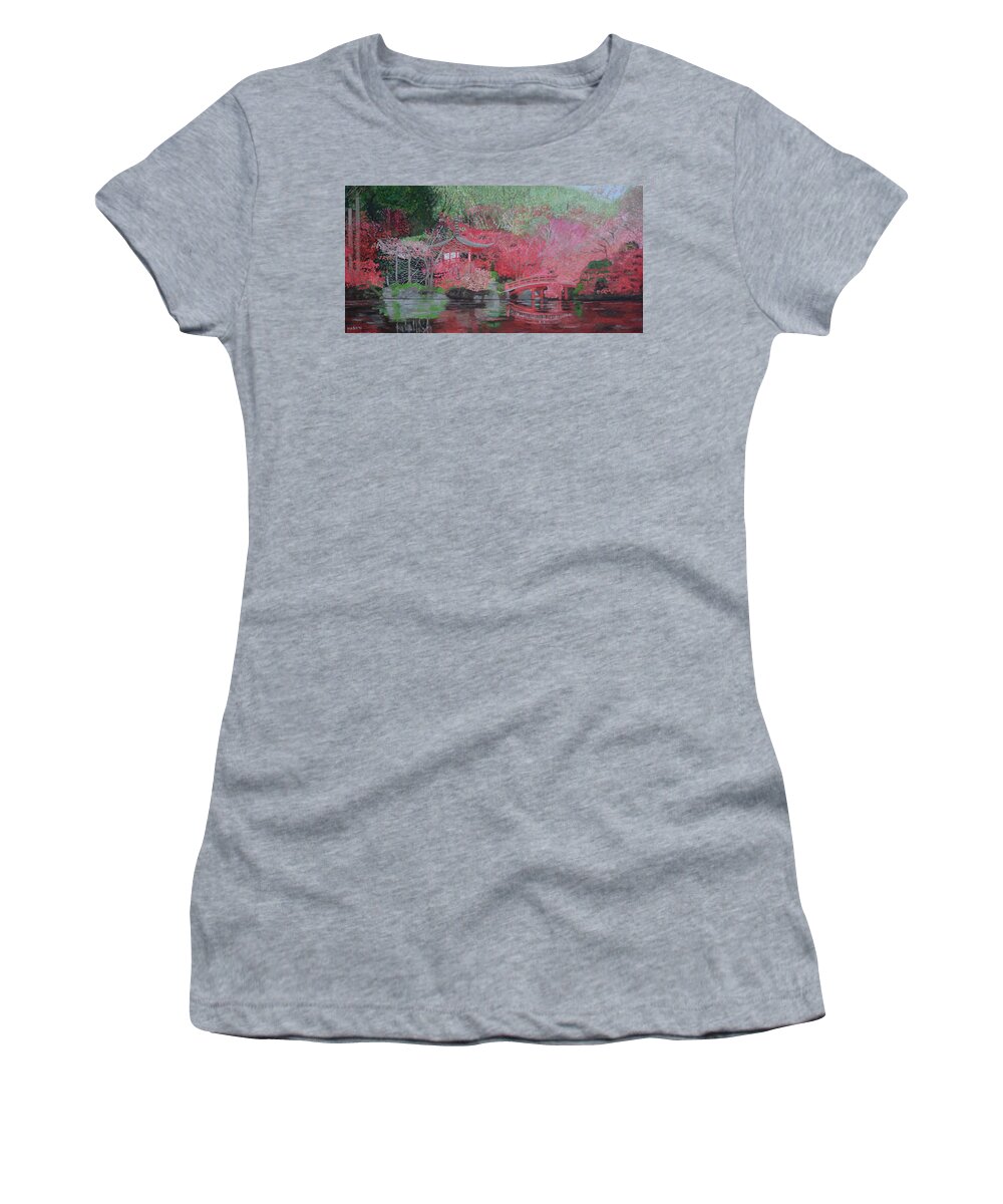 Japan Women's T-Shirt featuring the painting Autumn Scene From Japan #2 by Masami IIDA