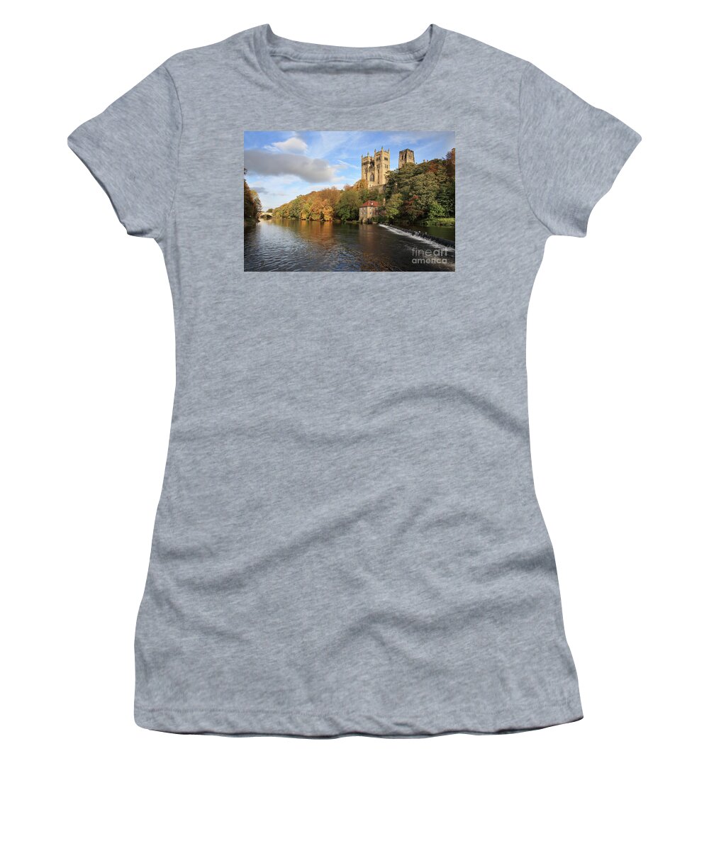 Durham Cathedral Women's T-Shirt featuring the photograph Autumn View of Durham Cathedral #1 by Bryan Attewell