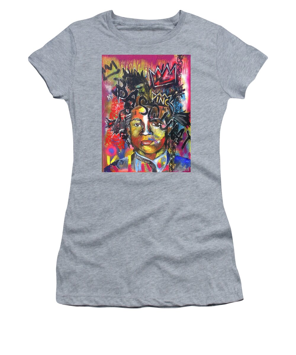 Basquiat Women's T-Shirt featuring the painting Basquiat #1 by Femme Blaicasso