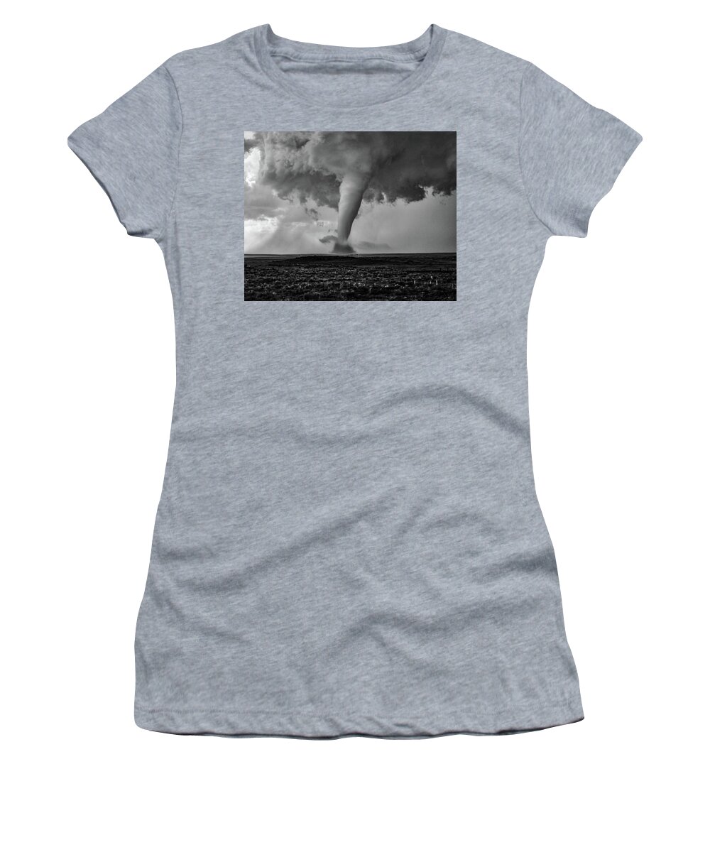 Tornado Women's T-Shirt featuring the photograph Campo Tornado Black and White #1 by Ed Sweeney