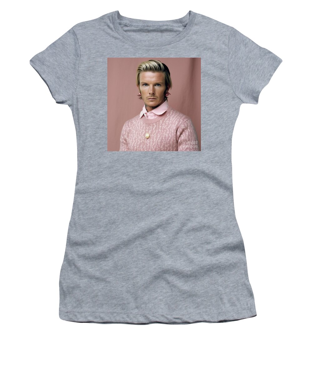 David Beckham As Nonbinary S Fashion Photog Art Women's T-Shirt featuring the painting David Beckham as nonbinary s fashion photog by Asar Studios #1 by Celestial Images