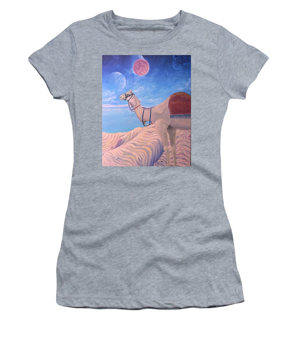 Camel Women's T-Shirt featuring the painting Desert #2 by Medea Ioseliani