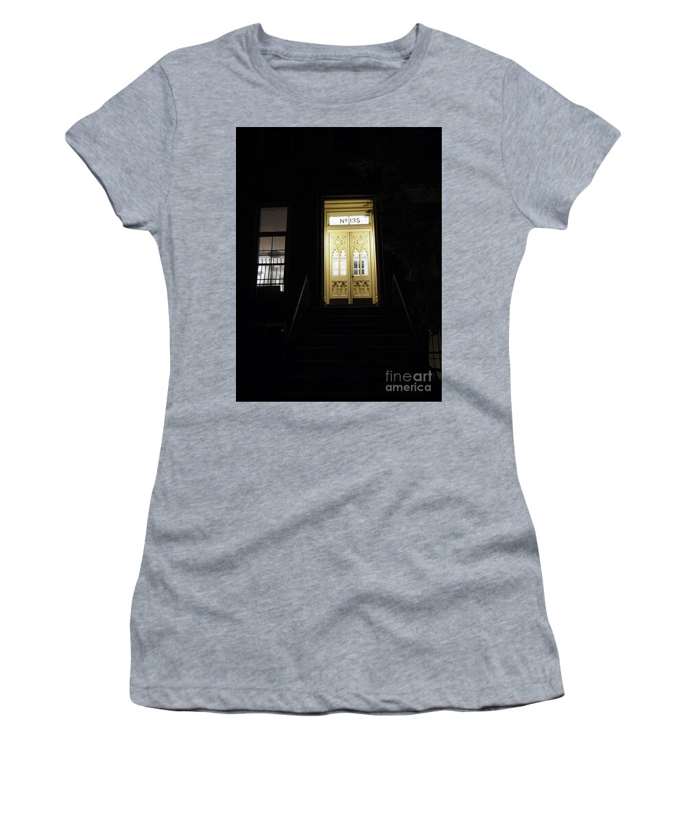 Manhattan Women's T-Shirt featuring the photograph Doorway At Night In Greenwich Village #1 by Dorothy Lee