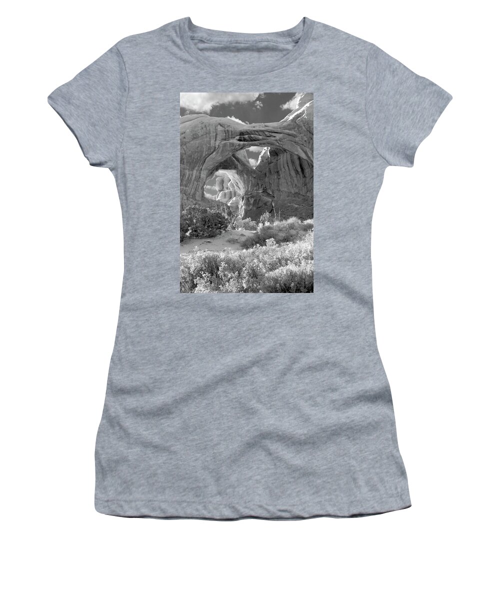 Desert Women's T-Shirt featuring the photograph Double Arch - Utah #1 by Mike McGlothlen