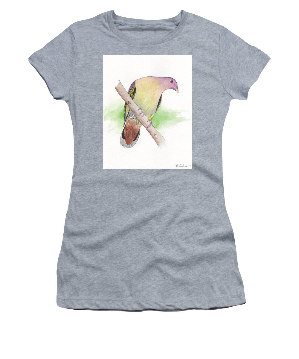  Women's T-Shirt featuring the painting Dove in Colors #1 by Bob Labno