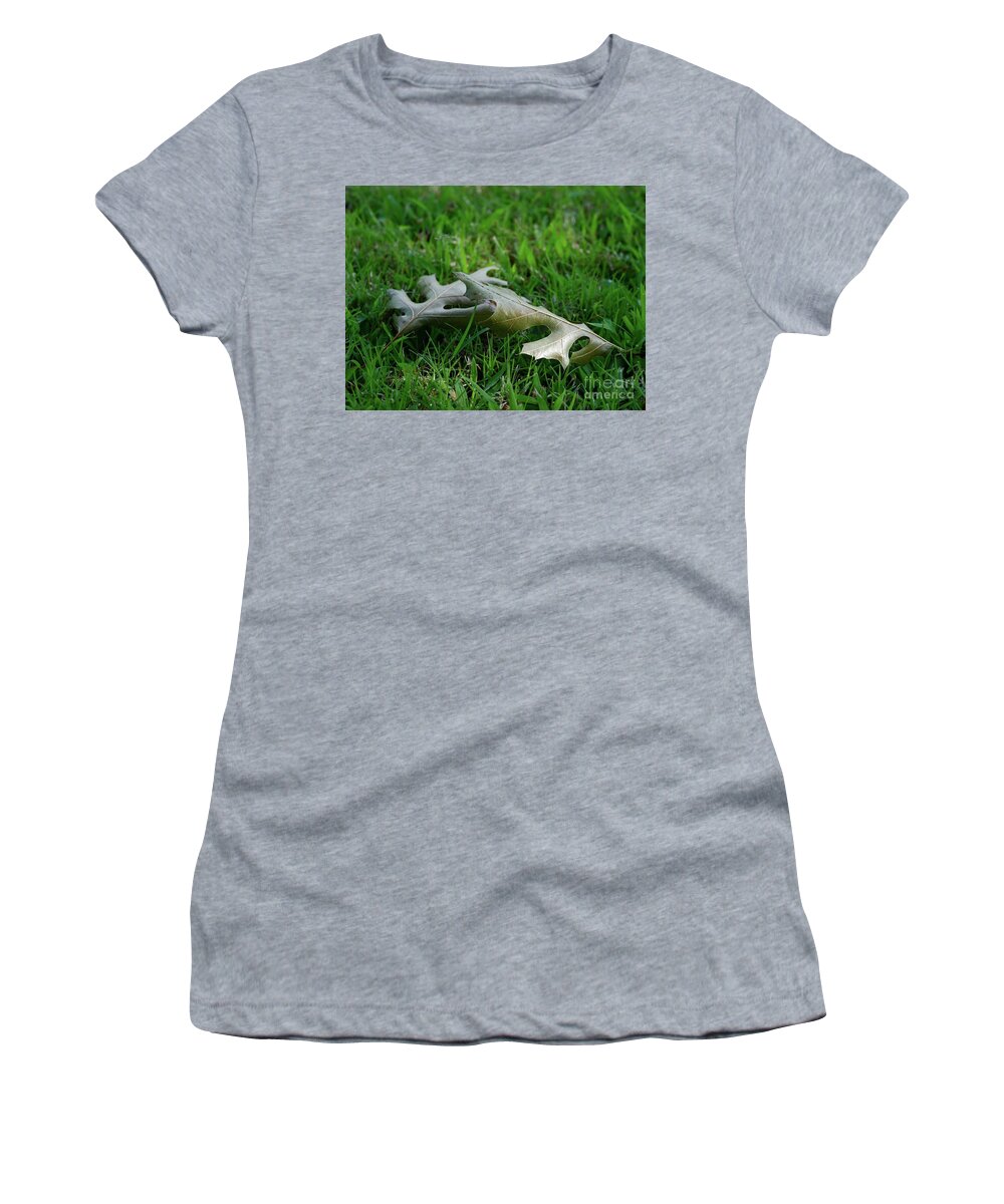 Leaves Women's T-Shirt featuring the photograph Fallen Leaves by On da Raks