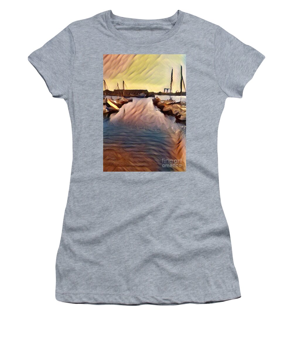 Fineartamerica Women's T-Shirt featuring the digital art Fantasy art boats #1 by Yvonne Padmos
