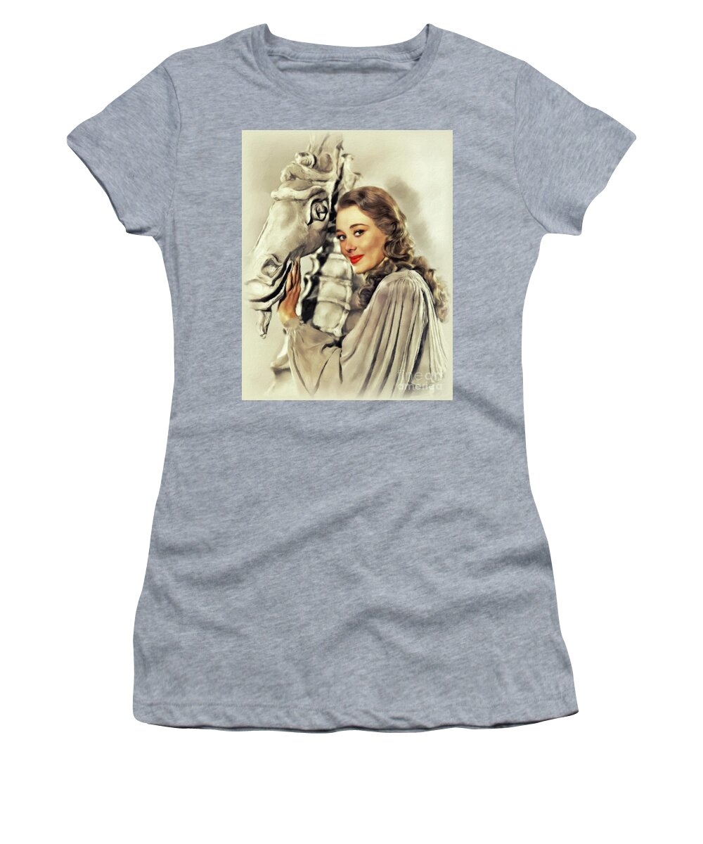 Glynis Women's T-Shirt featuring the painting Glynis Johns, Vintage Actress #1 by Esoterica Art Agency