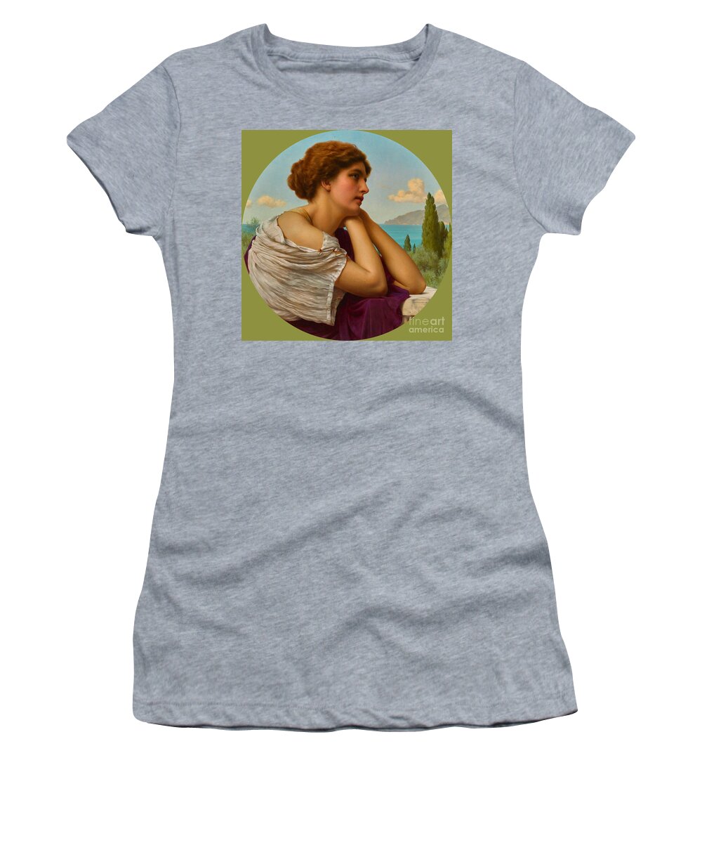 Heart On Her Lips And Soul Within Her Eyes Women's T-Shirt featuring the painting Heart On Her Lips And Soul Within Her Eyes #1 by John William Godward
