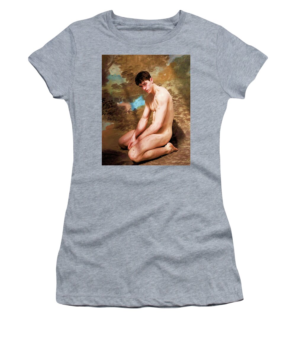 Troy Caperton Women's T-Shirt featuring the painting Kneeler #1 by Troy Caperton