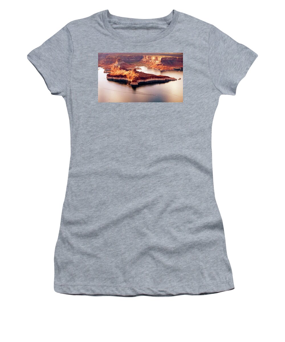 Lake Powell Women's T-Shirt featuring the photograph Lake Powell from the Air #1 by Rick Wilking
